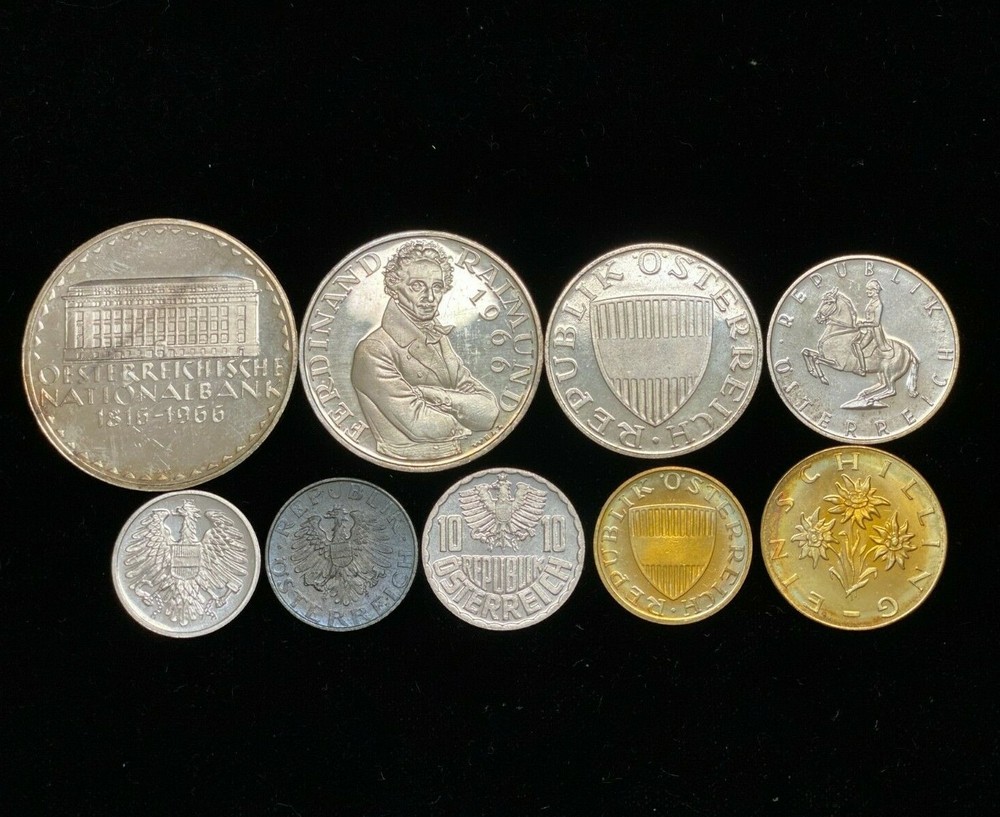 Austria 1966 Proof Set 9 Coins Scarce B194