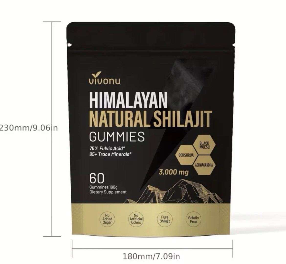 VivoNu Natural Himalayan Shilajit Gummies. Pure SHILAJIT / 60 Gummies