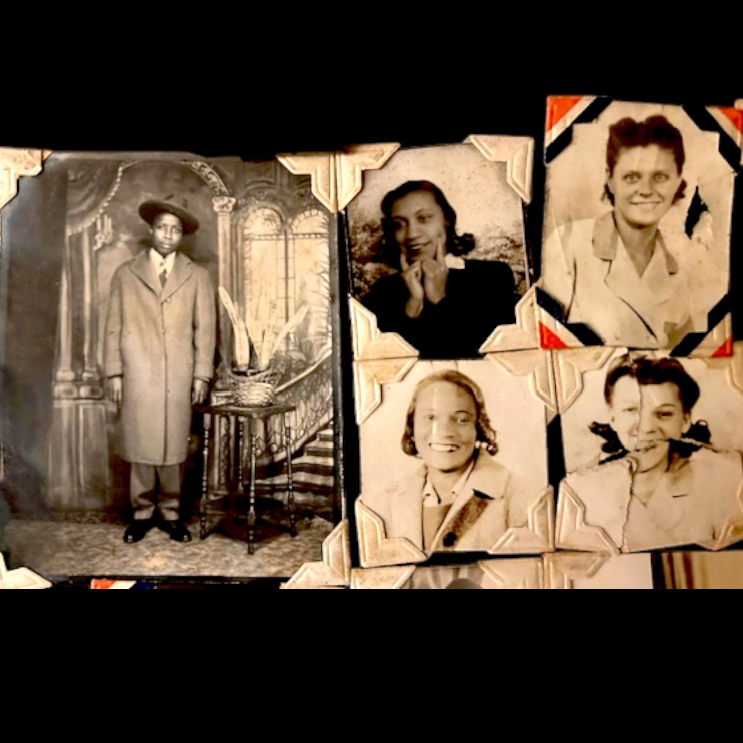 40s Black American Vintage Album Page Photo Booth Friends Dapper Gent & Singers