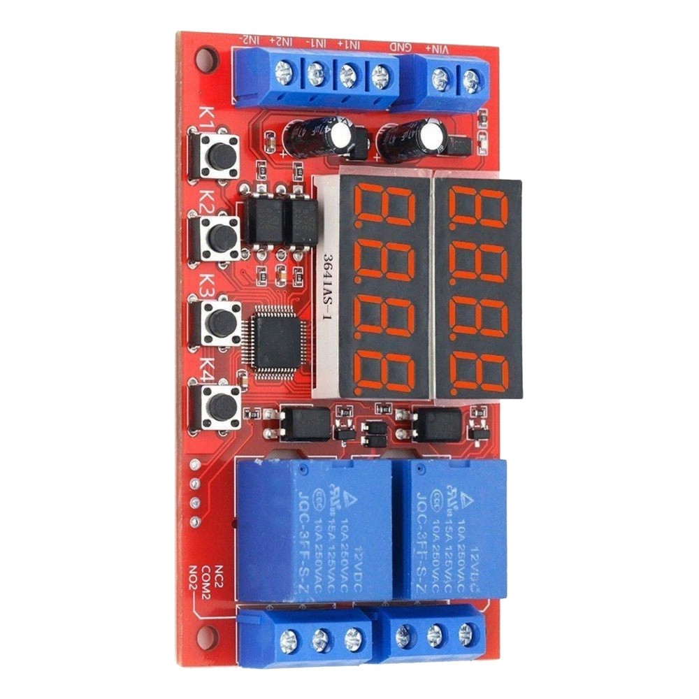 12V DC 10A Programmable Time Delay Relay Module 32 Modes Dual Channel Control