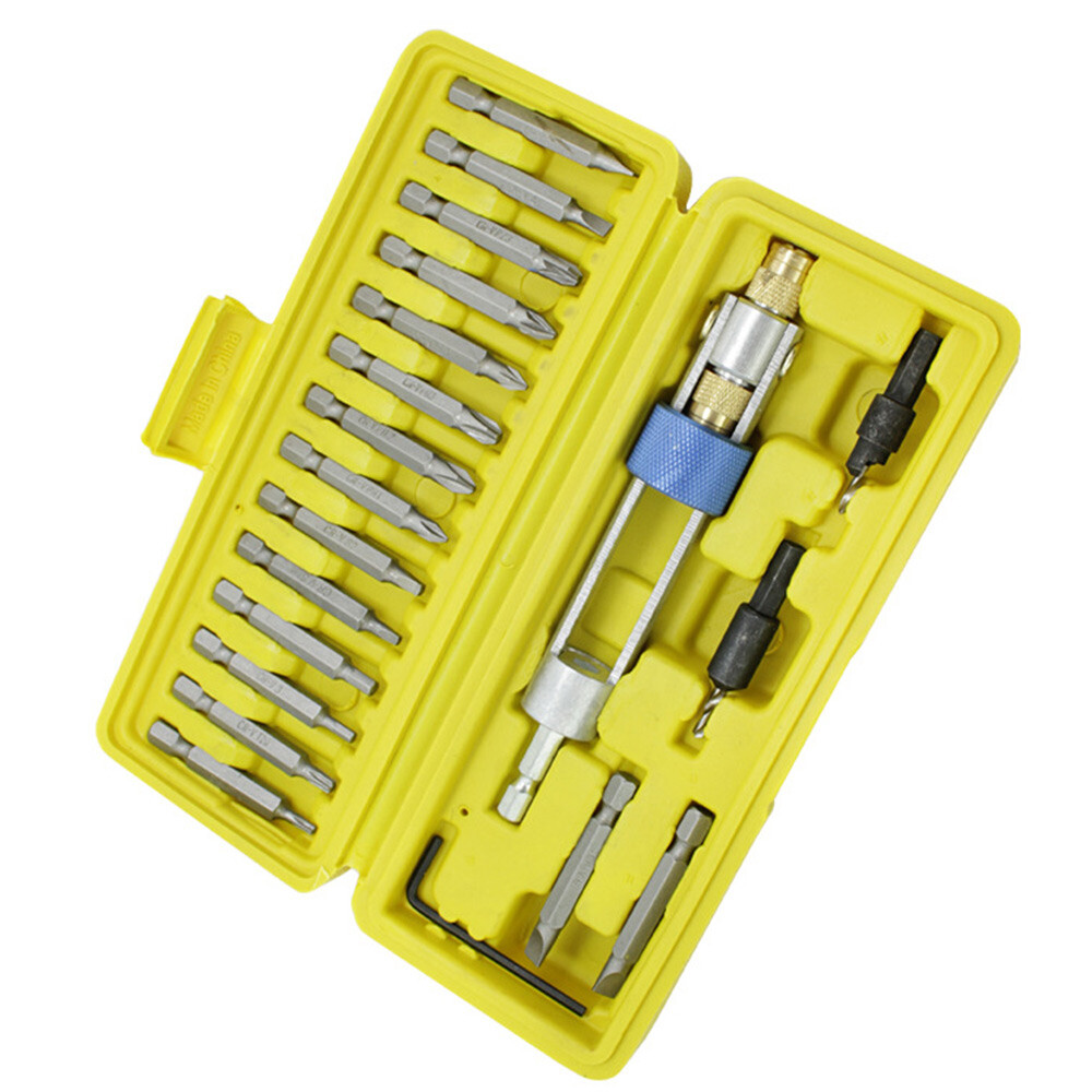 20pcs HSS Countersink Drill Bit Driver Swivel Head Quick-Change Tool Set sale