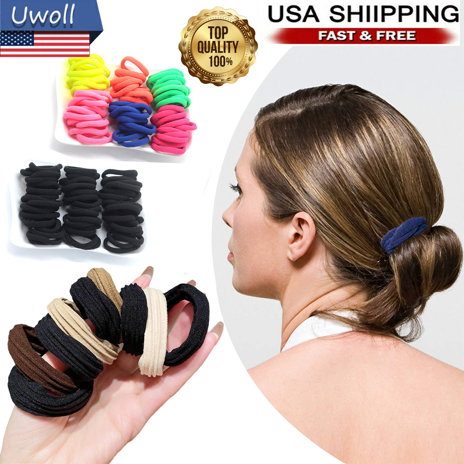 Men Women Hair Ties Soft Seamless Hair Bands Fr Thick Thin Hair Ponytail Holders