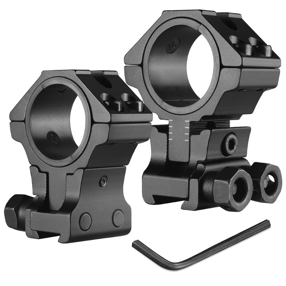 2Pcs 1"/30mm Adjustable Height Scope Ring Mount for 11mm Rail Dovetail Riser