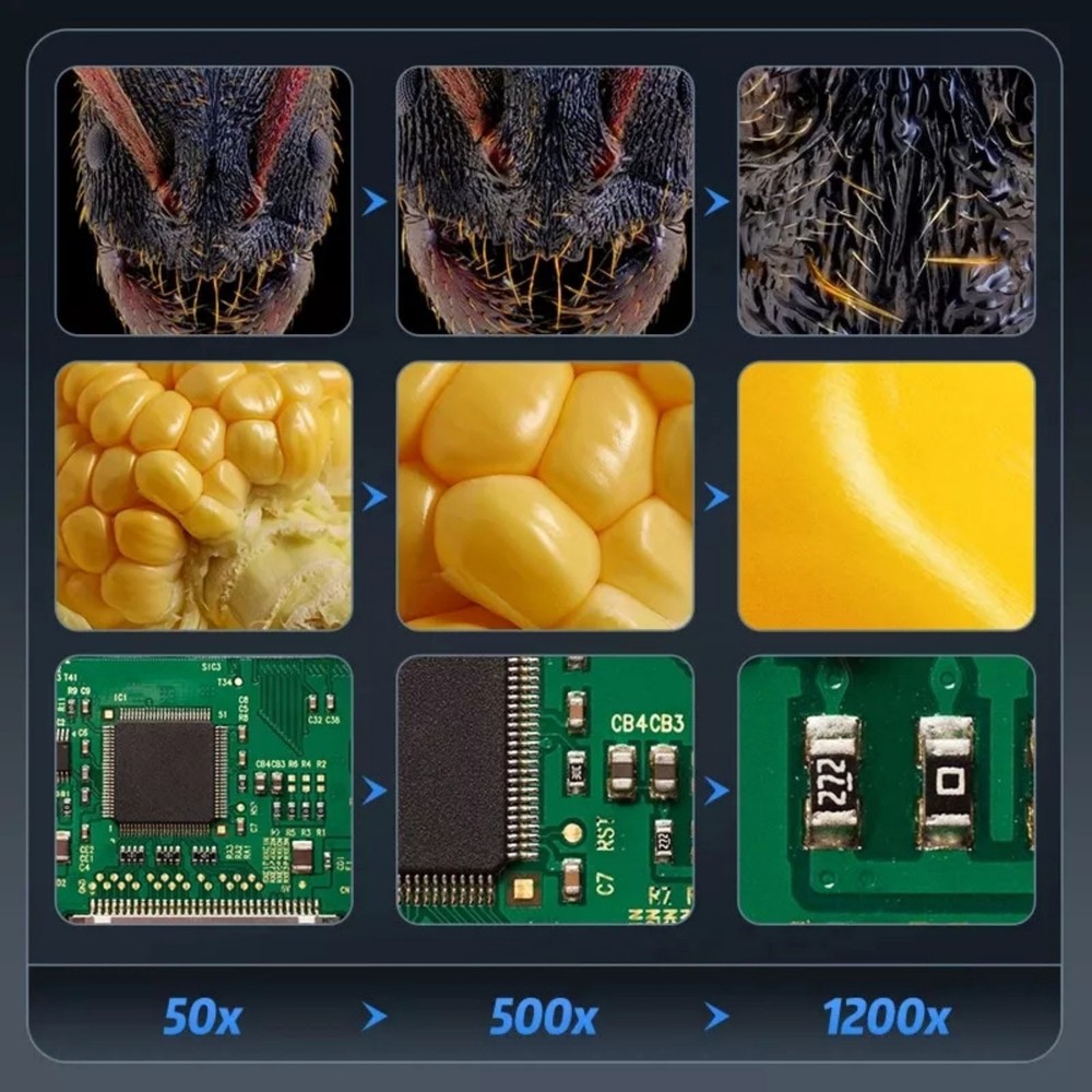 Durable 1200X 1080P Video Focusing Digital Microscope Camera With 7 "IPS Screen