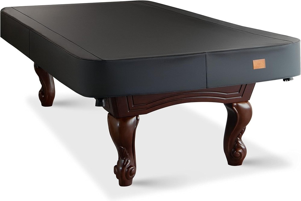 Durable Black Leatherette Pool Table Cover with Adjustable Drawstring – 8FT Size