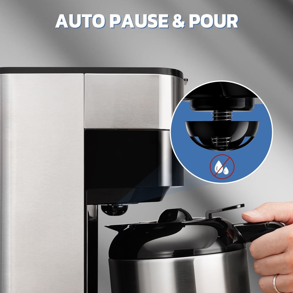 8-Cup Programmable Coffee Maker with Thermal Carafe, Touch Screen Timer