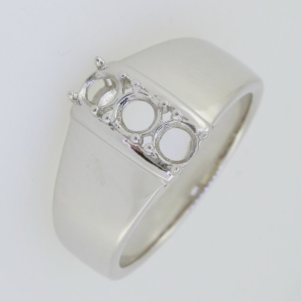 Sterling Silver Semi Mount Ring Setting Round RD 4x4mm White Topaz
