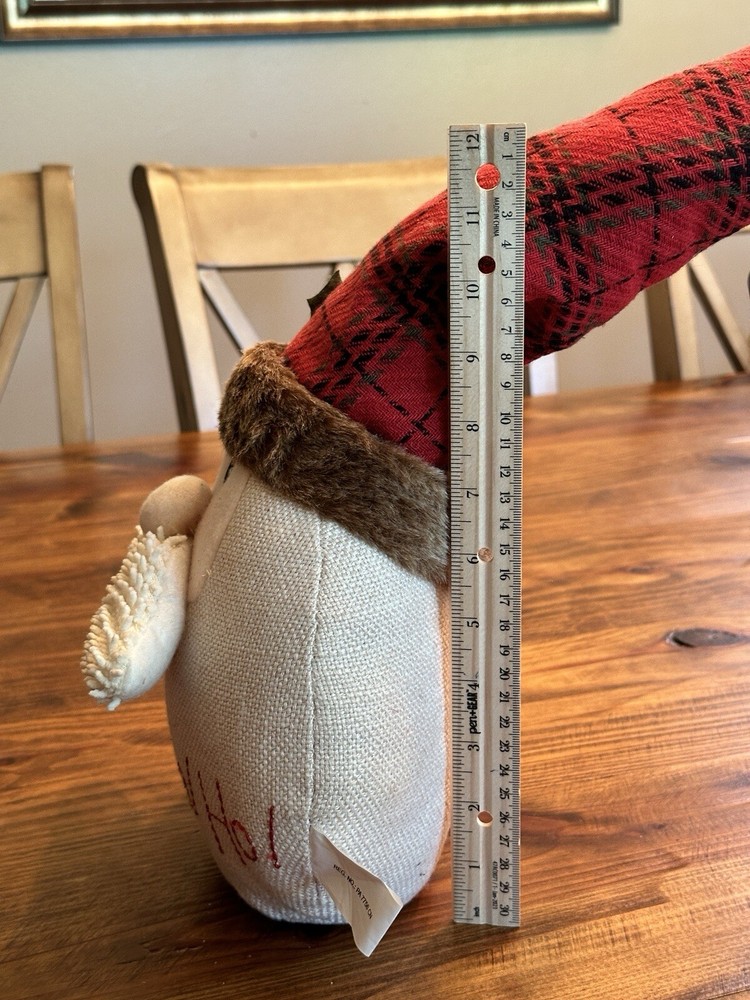 Whimsical Weighted Santa Doll Ho Ho Ho 12” Moveable Hat Polyester