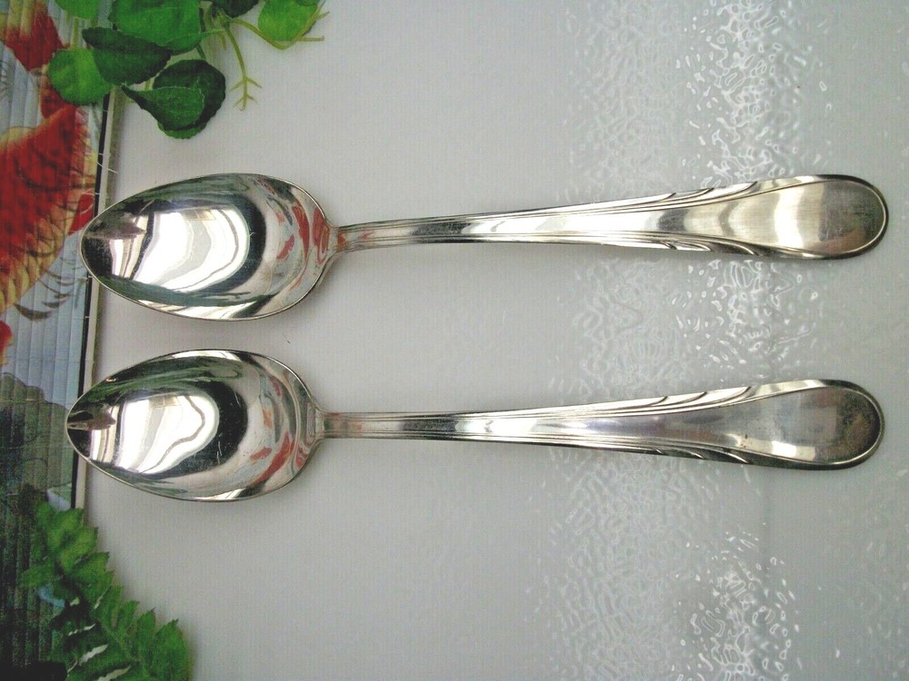 2 International Silver ARGYLE Silverplate Solid Serving Spoons 1938