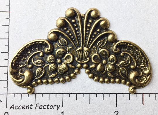 12843          Brass Oxidized Victorian Ornament Jewelry Finding