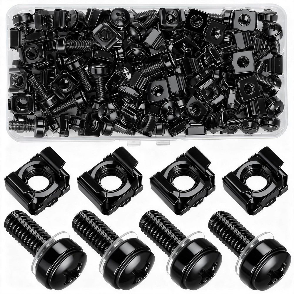 110 Pcs/55 Set Rack Mount Screws and Cage Nuts for Rack Mount Server Cabinet,