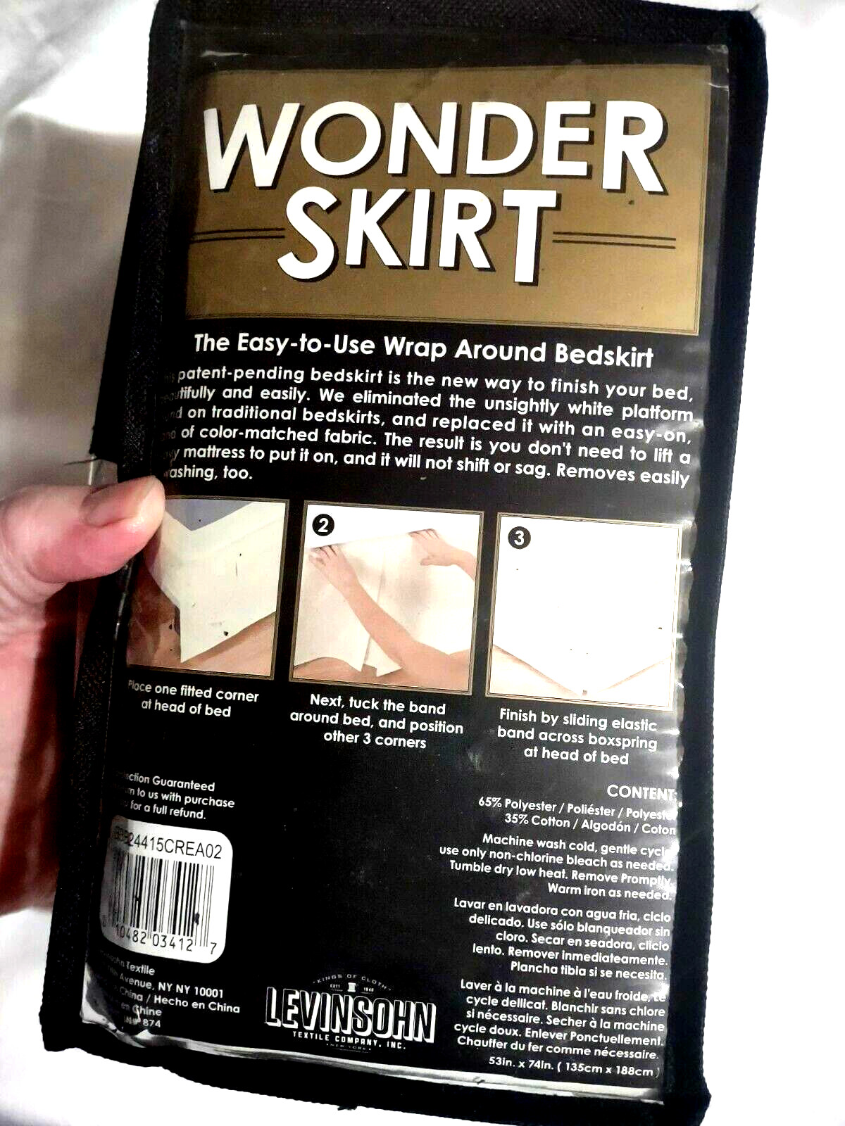 Wonder Wrap-Around Bed Skirt Full Size NIP 15in (38cm) Drop Levinsohn Textiles