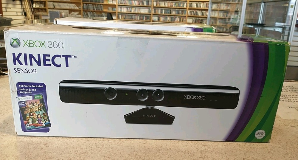 Authentic Xbox 360 Kinect Sensor Black + Kinect Adventures Game + US Seller