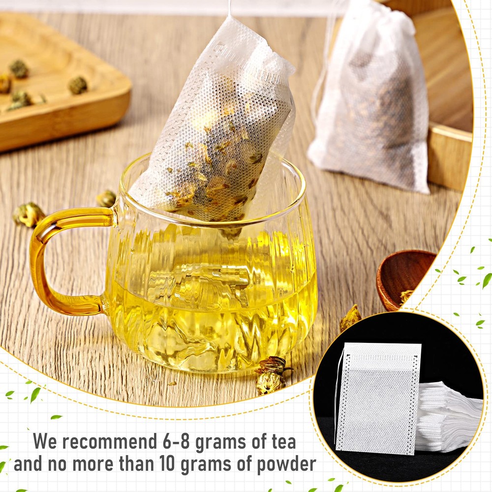 1000 Pcs Disposable Tea Bags Bulk for Loose Leaf Tea Drawstring Empty Coffee ...