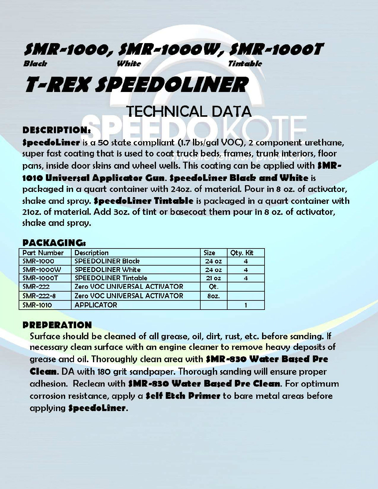 T-Rex Black spray-on truck Bed Liner, SMR-1000-K8 Truck Bedliner kit w/Free Gun