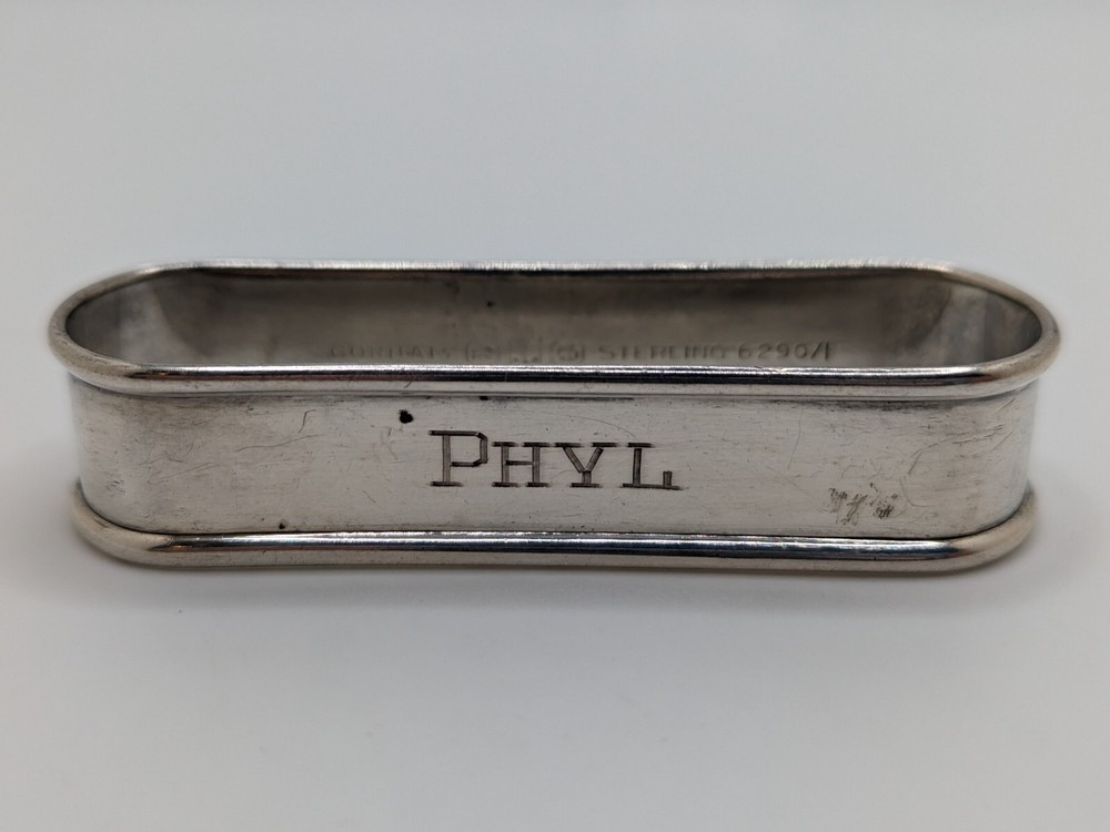 Vintage Gorham Sterling Silver Napkin Ring "Phyl" name engraving