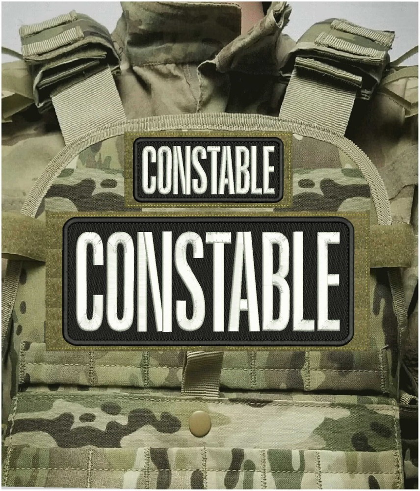 CONSTABLE EMBROIDERY PATCH 4X10 AND 2X5 HOOK ON BACK BLK/WHITE