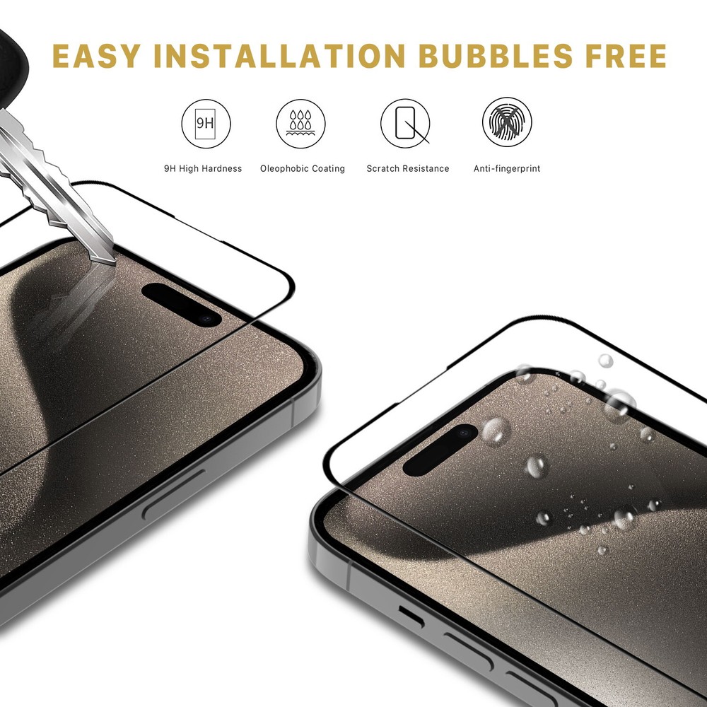 2-Pack Edge-to-Edge Full Coverage HD Tempered Glass Screen Protector for iPhone