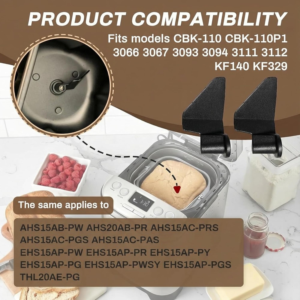 Bread Maker Kneading Paddle 2-Pack CBK-110KP Replacement for Cuisinart Machine