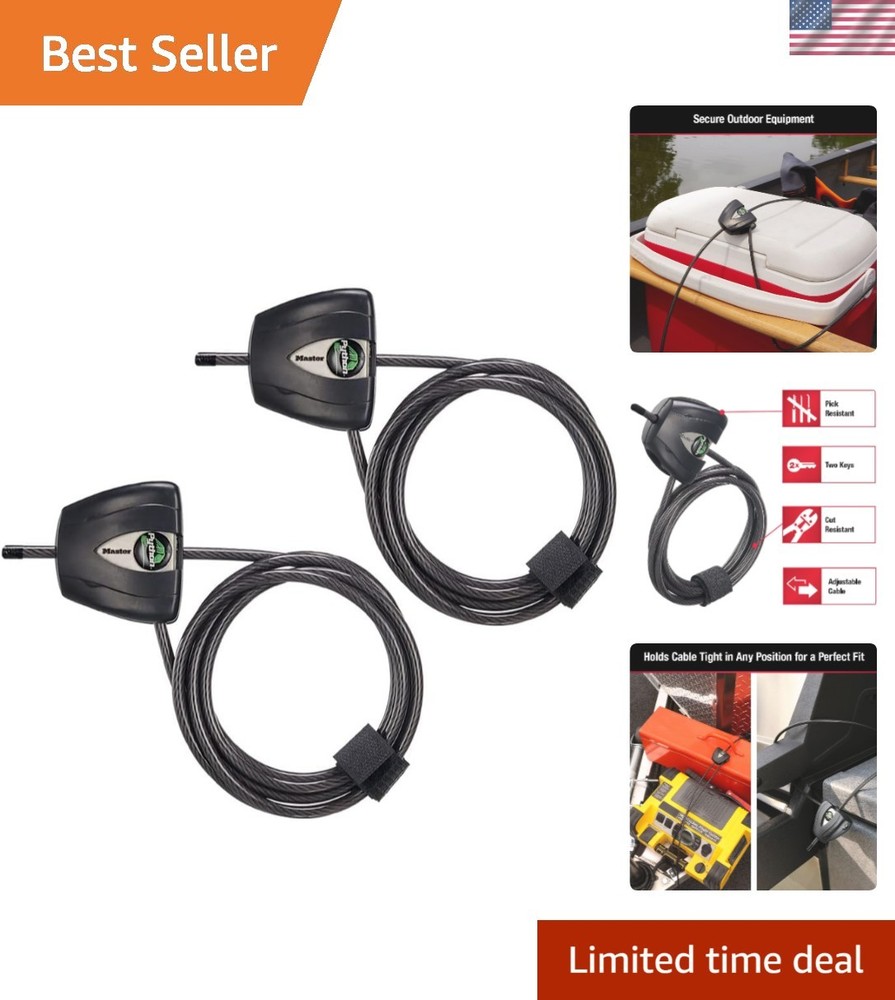 Black Python Steel Cable Lock with Keys, Heavy Duty Anti-Theft Trail Camera a...