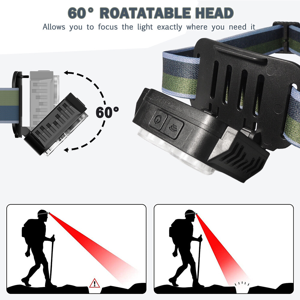Super Bright LED Headlamp USB Rechargeable Headlight Torch Work Lamp Flashlight