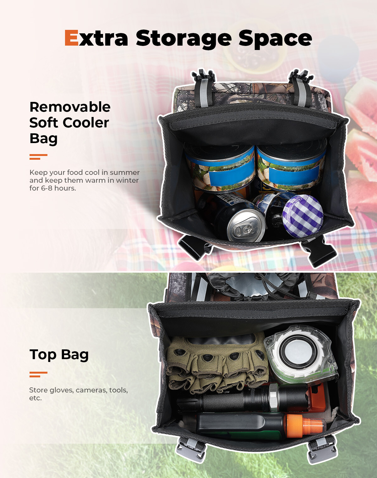 ATV Fender Bag Cooler Bag Pack Luggage Storage Cargo Camo For Sportsman Yamaha