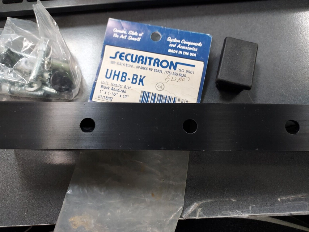 SECURITRON - Universal Header Bracket Kit - Black Anodized UHB-BK *NOS*