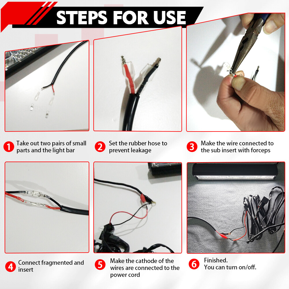 Pair 5" LED Work Lights Super Bright Offroad Driving Auxiliary Pods +2leads Wire