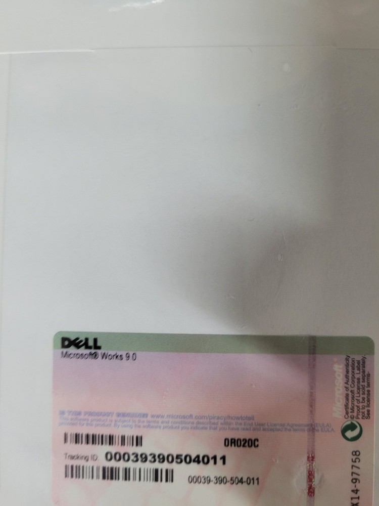 Microsoft Works 9 Installation CD 9.0 for Dell Computer Sealed
