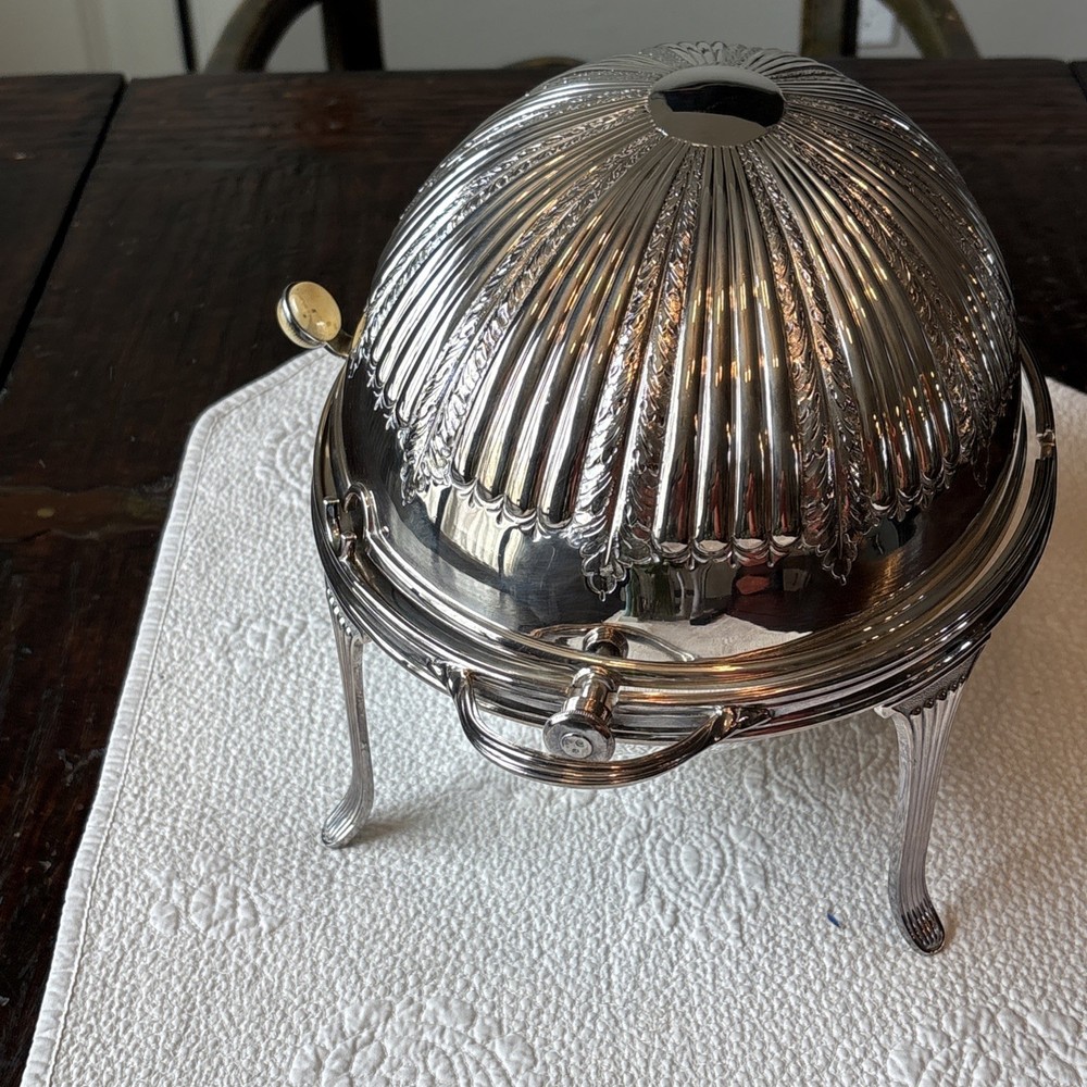 Walker & Hall Sheffield Silverplate Roll Top Buffet Server Dome Dish 11.5”