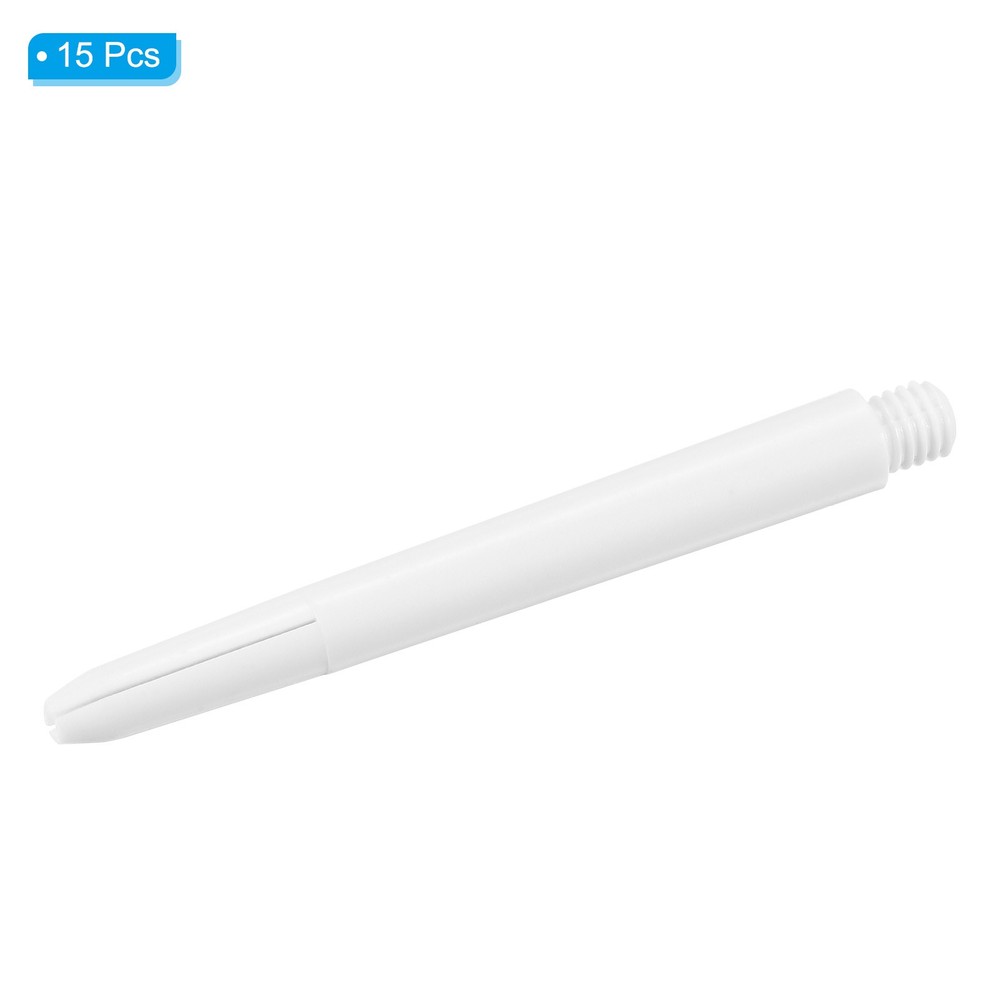 48mm Dart Shafts, Medium 2BA Thread Plastic Dart Stems - 15 Pack (White)