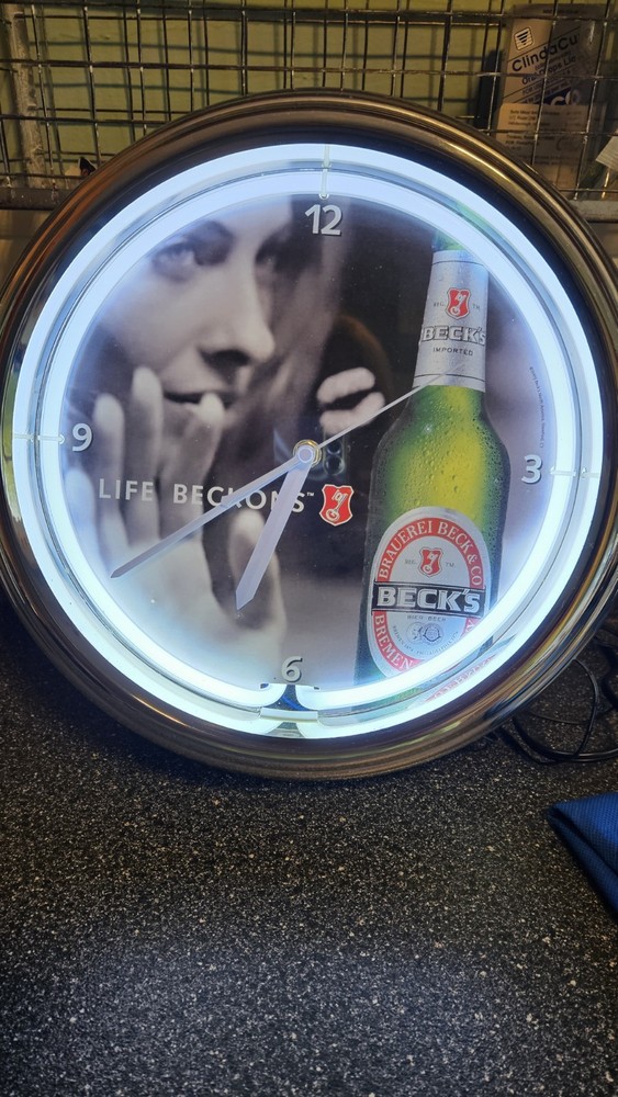 Beck's Beer Neon Bar Clock