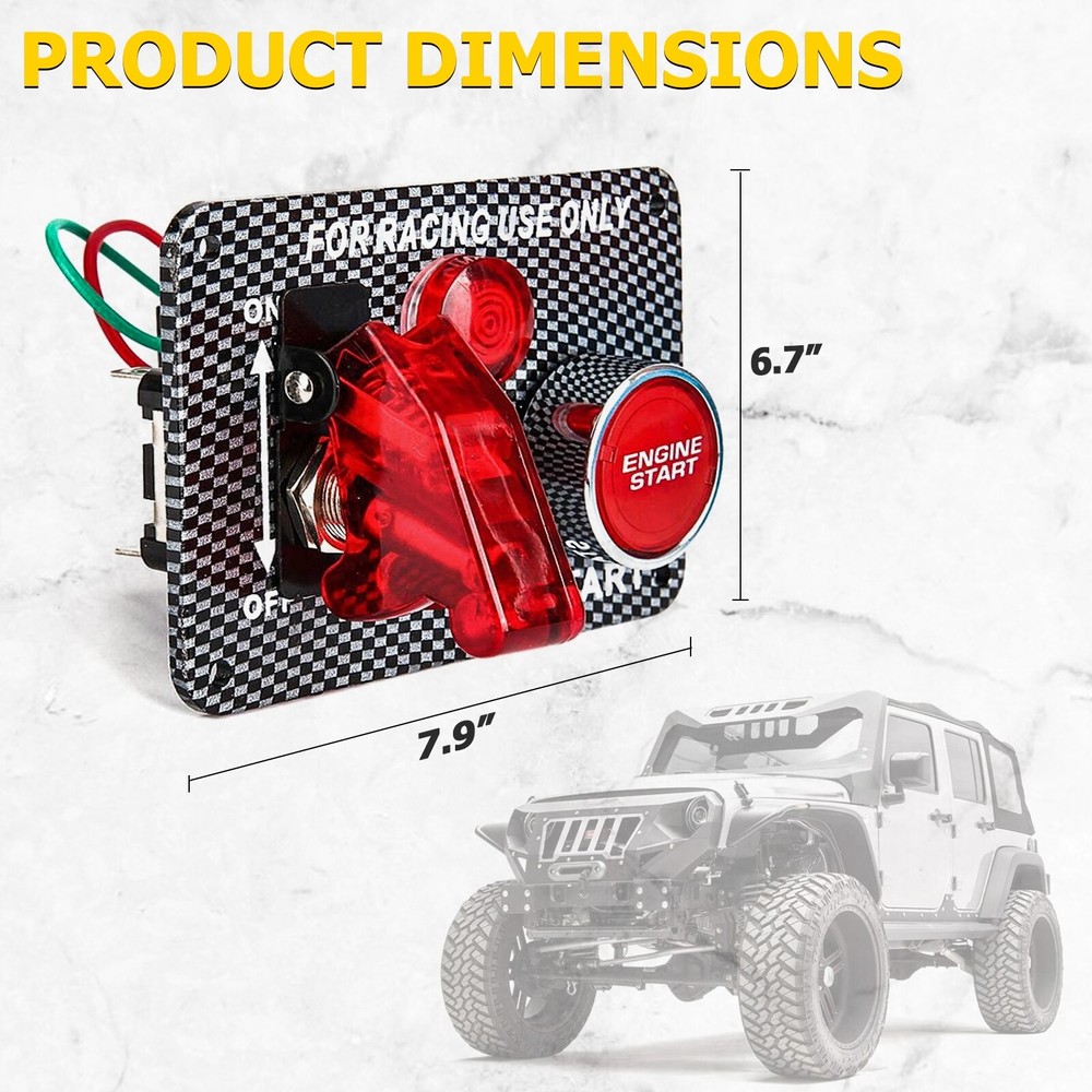12V Carbon Ignition Switch Panel Engine Start Push Button LED Toggle Racing Car