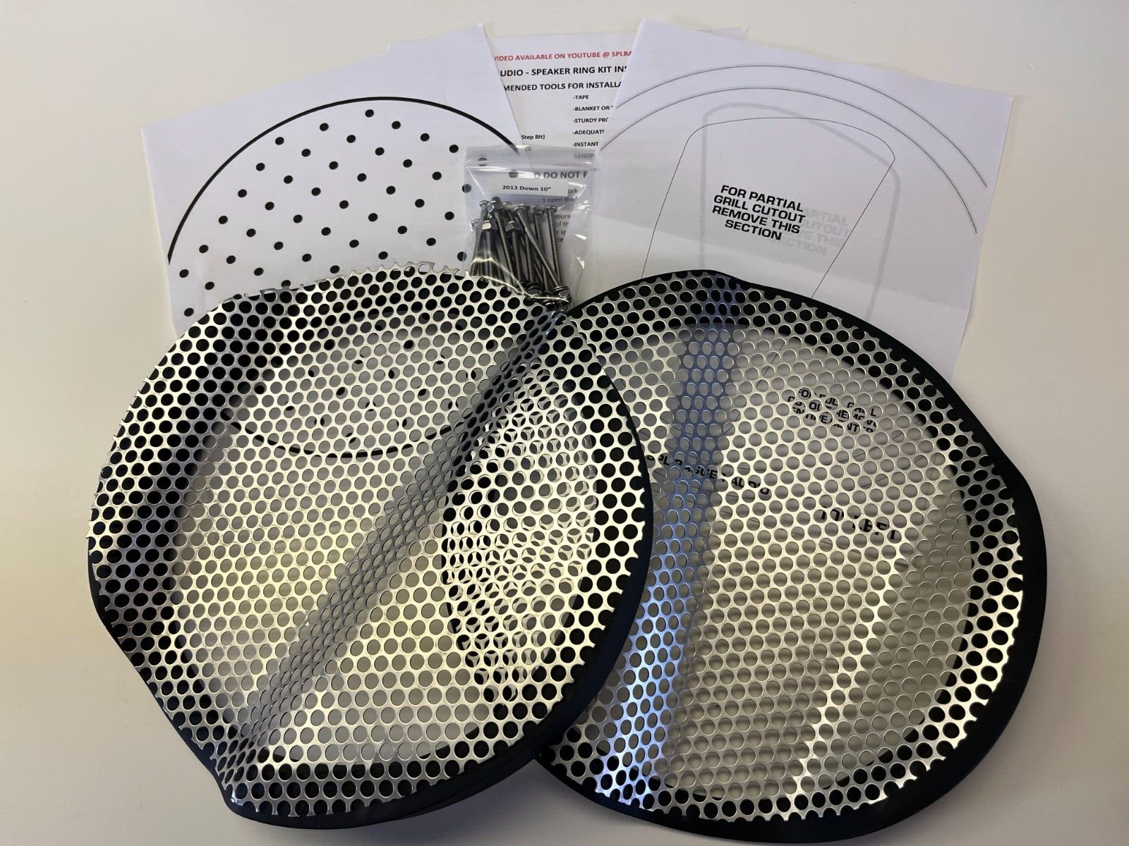 10" Harley Saddlebag Speaker Mounting Ring Adapters w/GRILLS 1994-2013