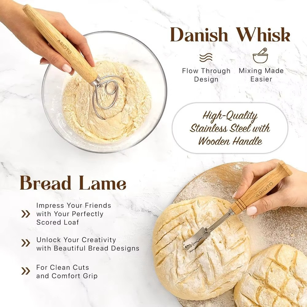 Sourdough Starter Kit Bread Baking Set Proofing Baskets Jar Artisan Bread