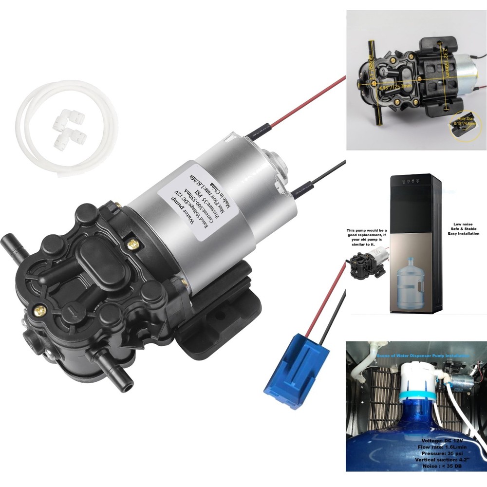 Bottom Loading Water Dispenser Pump Replacement 12V DC 1.2LPM 35PSI Self Priming