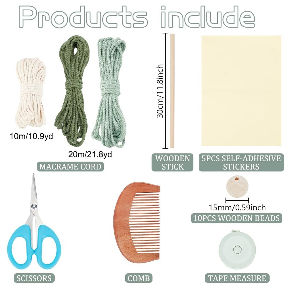 FREEBLOSS DIY Macrame Leaf Wall Hanging Beginners Macrame Kit Leaf Woven Tape...