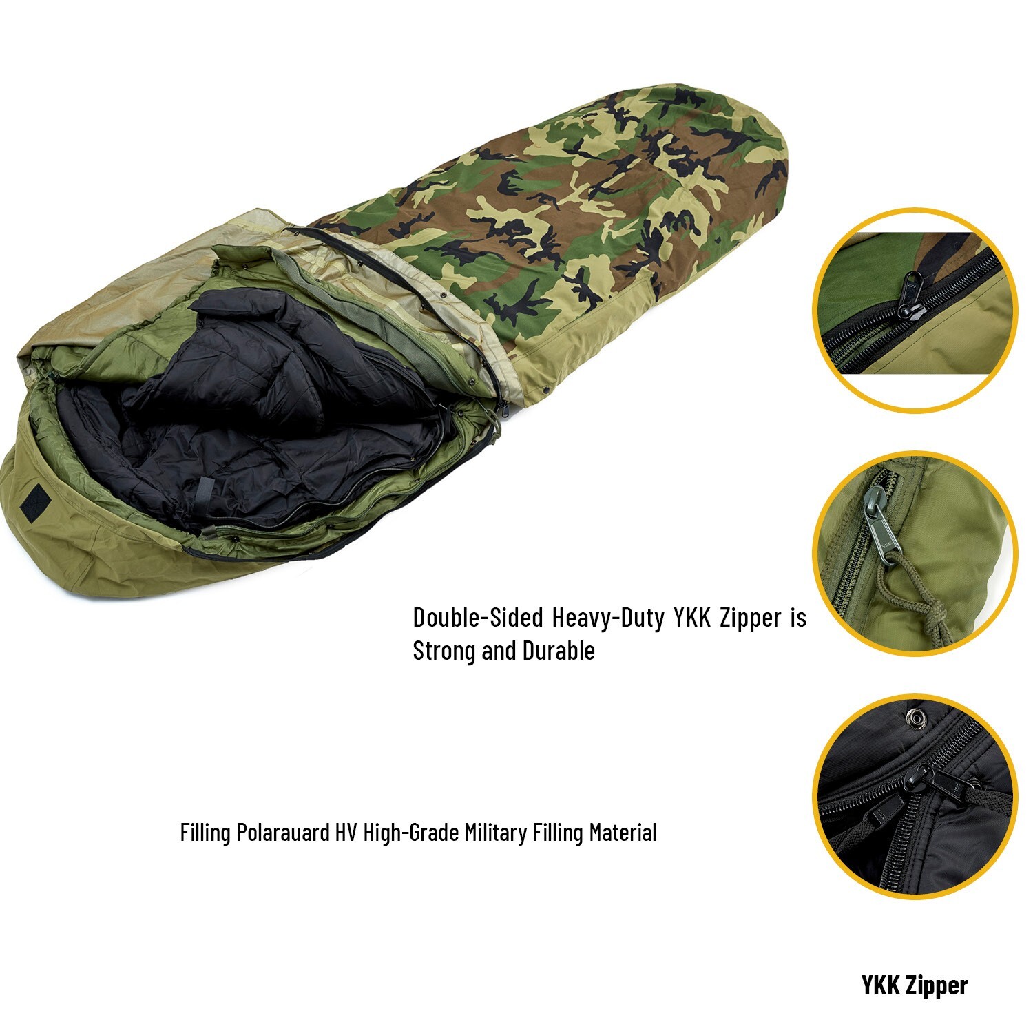 Modular Sleeping Bag System Woodland Camo 3-Piece Military Sleep Gear MSS Kit