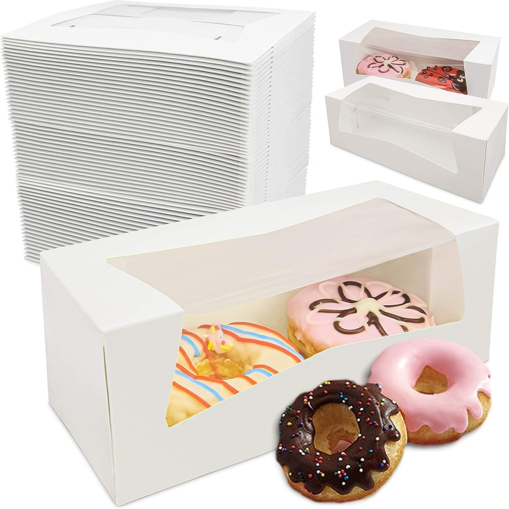 x 3.5 Inches White Bakery Boxes with Window, Auto-up