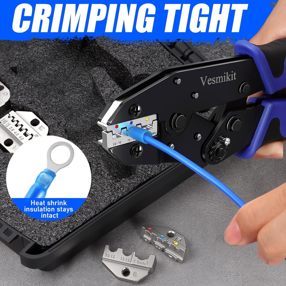 Crimping Tool Set 6PCS - Ratchet Wire for Heat...