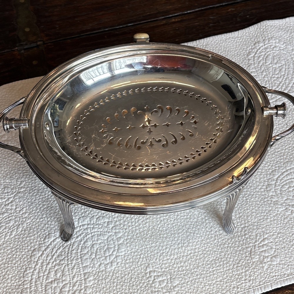 Walker & Hall Sheffield Silverplate Roll Top Buffet Server Dome Dish 11.5”