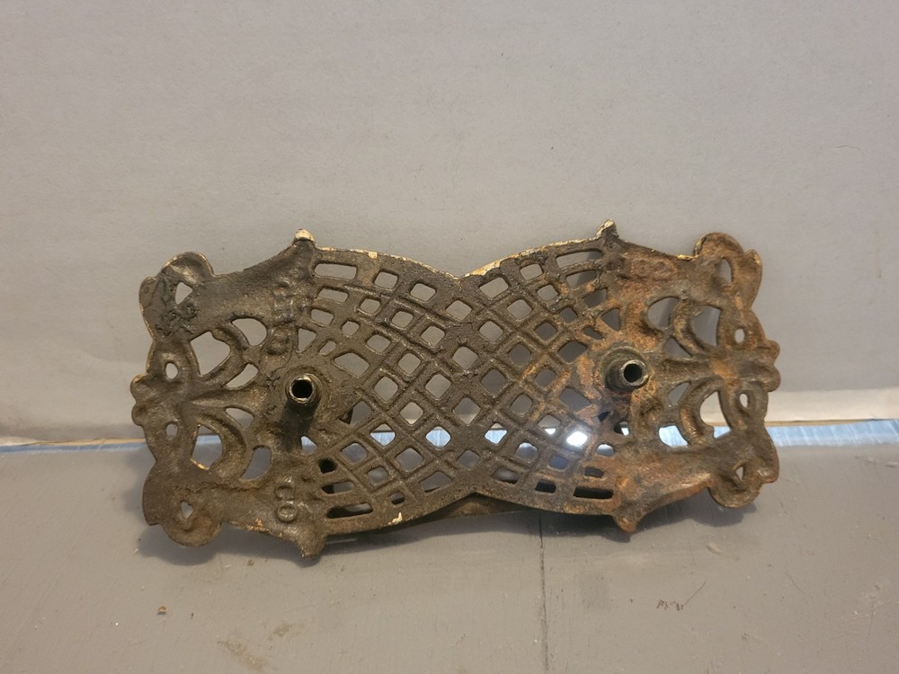 Antique Large Cast Brass Drawer Pull Scroll Victorian Patina Greco