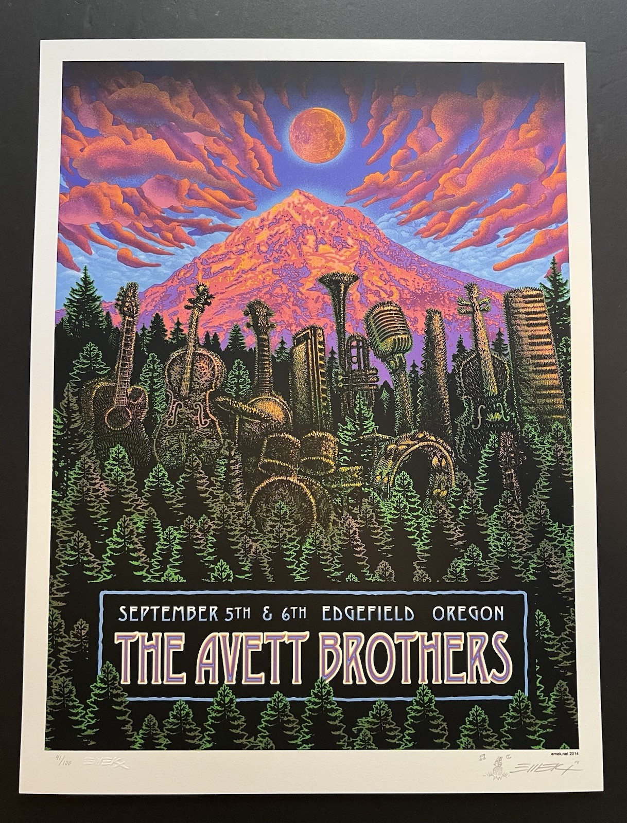 Emek Avett Brothers Troutdale 2014 poster AE pearl paper #/100 signed rare print