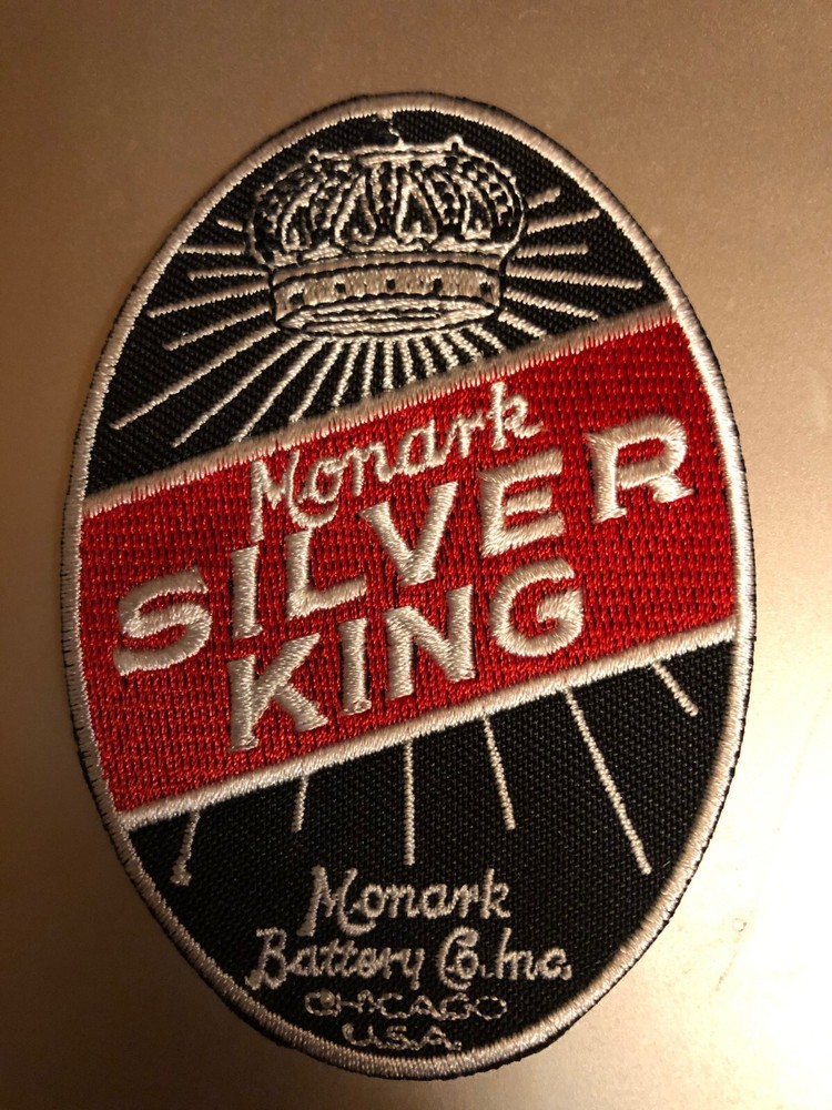 MONARK SILVER KING HEADBADGE EMBROIDERED PATCH SET (2 PIECE LOT) LARGE/SMALL