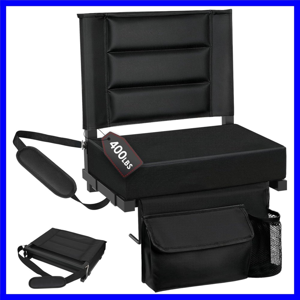 Stadium Seats with Back Support, Portable Bleacher Seat with Extra Thick Cush...