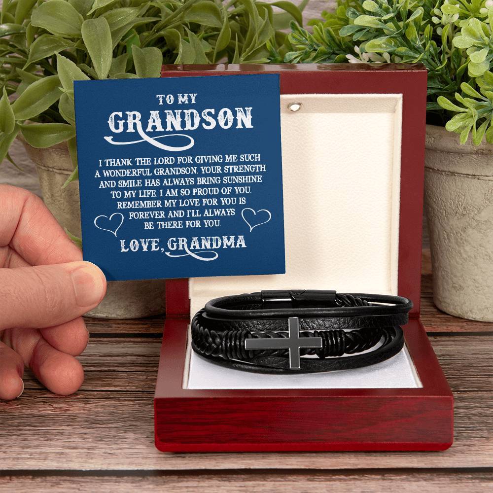 Grandson Gift, Multi Layer Men's Leather Bracelet Gift