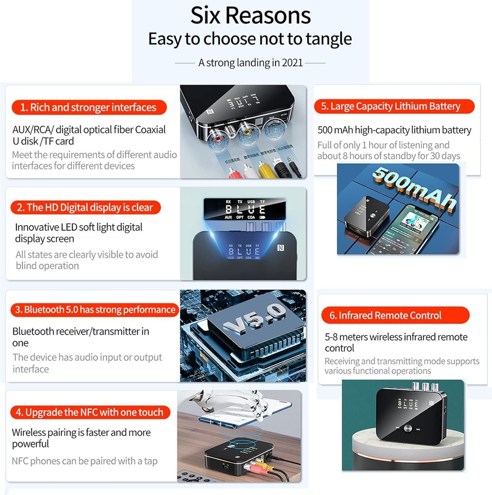 USB Bluetooth Receiver & Transmitter Wireless RCA to 3.5mm Aux Audio Adapter