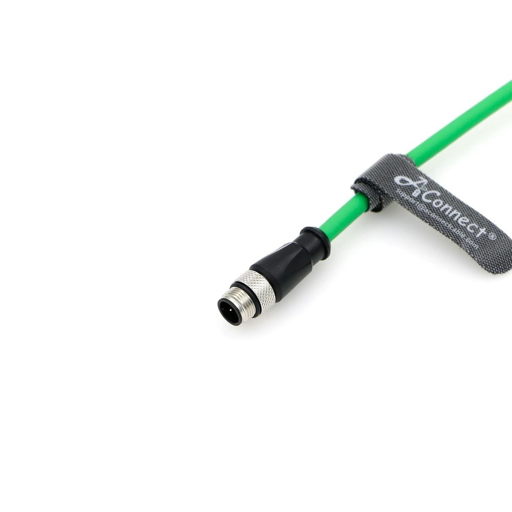 Aconnect Shielded Flexible Ethernet Camera Cable M12 4Pin D-Code Male Cat5e 2M