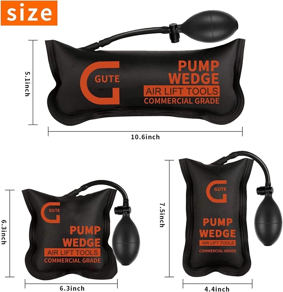 Air Wedge Pump Tool Kit 3 Pack Commercial Inflatable Leveling Alignment