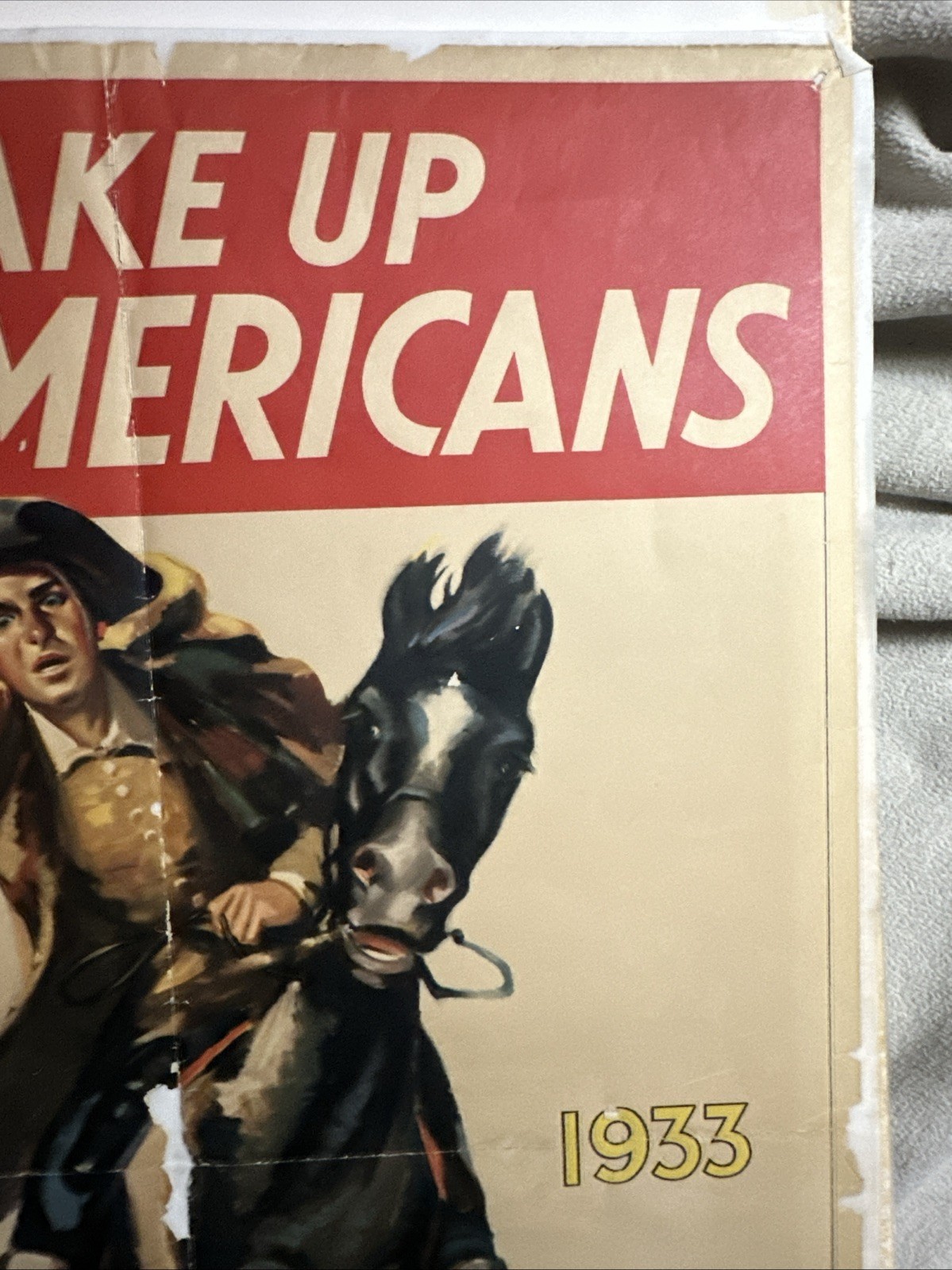 Antique N.R.A National Revival Act Poster Original Wake Up Americans